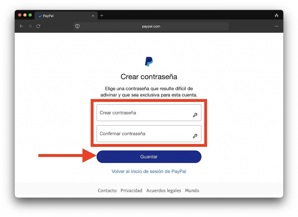 Configura una nueva contraseña para acceder a tu cuenta a partir de ahora