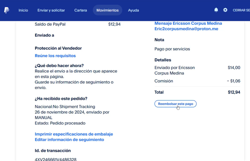 Reembolsar Pago PayPal