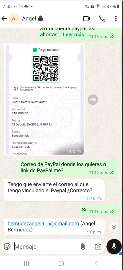 pago realizado por el cliente