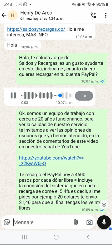 Caso de Éxito Pago Por PayPal Recarga De Saldo A Uno De Nuestros Clientes