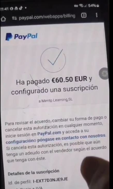 resultado exitoso de pago con PayPal