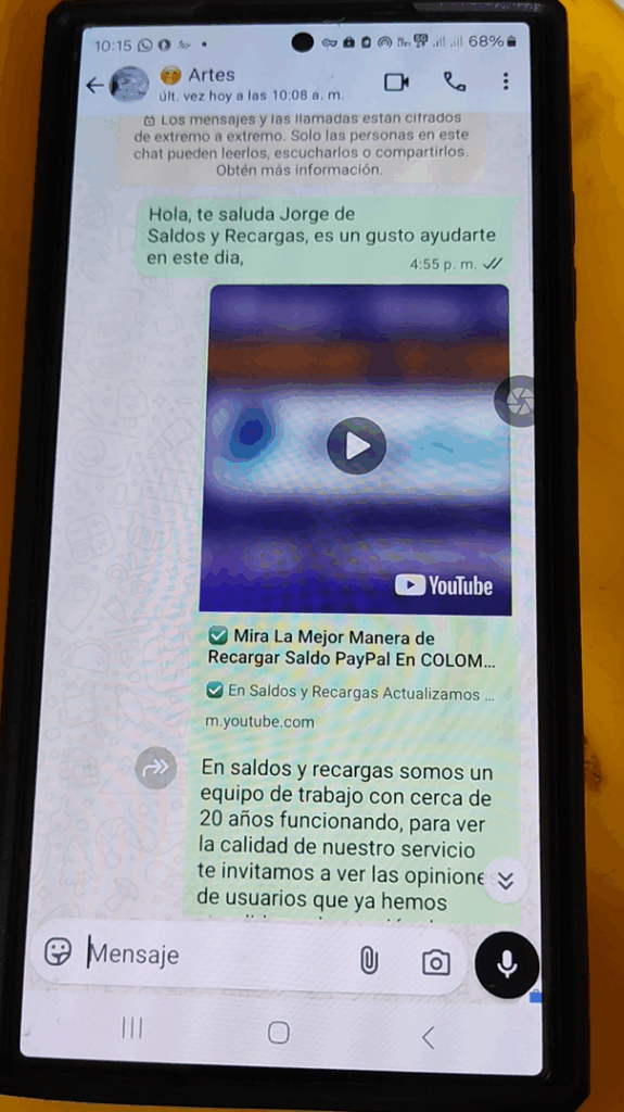 Charla Con Cliente Para Recargar PayPal En Colombia Vía Chat
